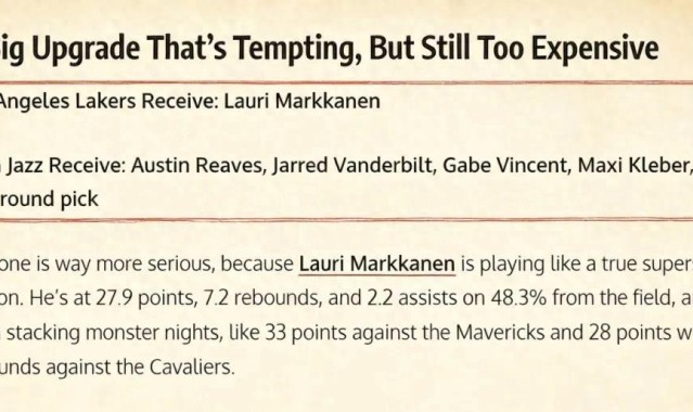 NBA直播-5换1交易方案出炉，场均28+7前锋加盟湖人，驰援詹姆斯？